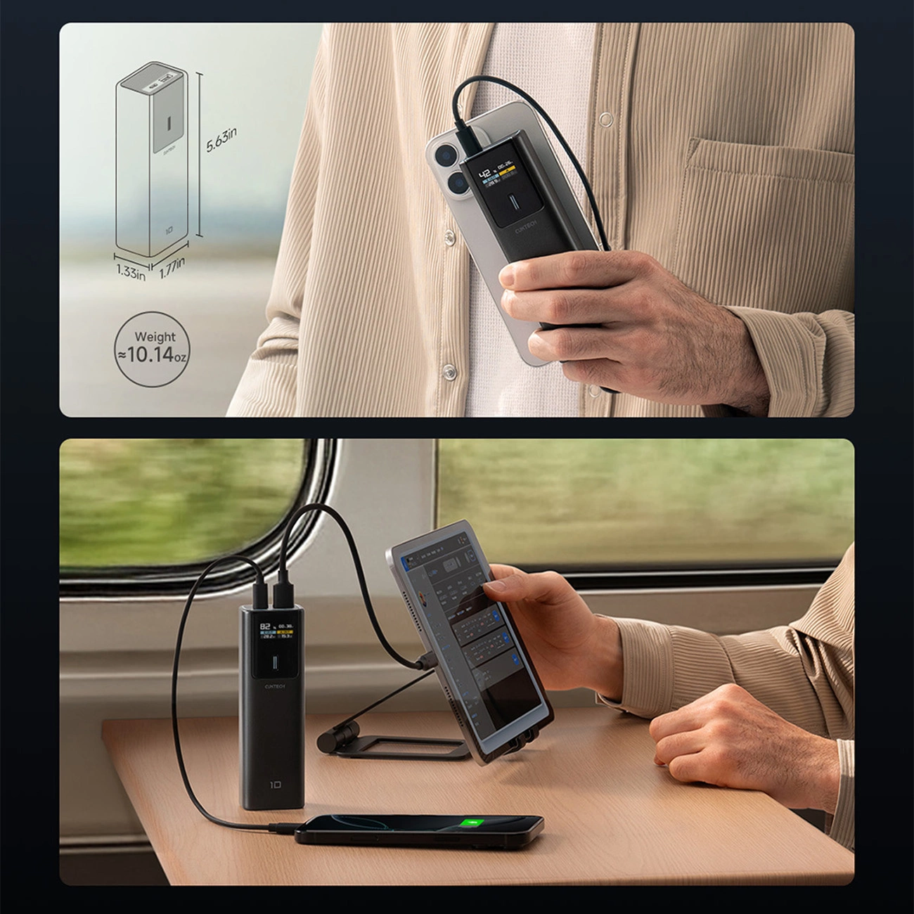 Εξωτερική Μπαταρία Cuktech, 10000mAh, 150W, QC + PD, 1 x USB-A - 1 x USB-C, Μαύρη CKPB100PGLBL