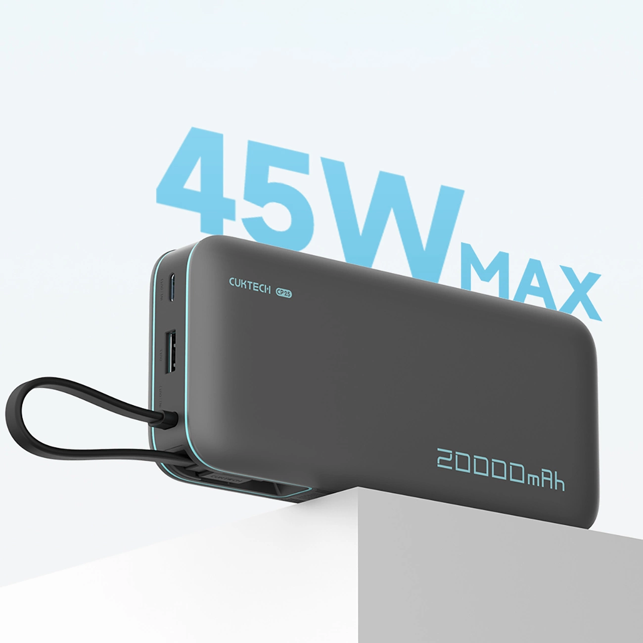 Εξωτερική Μπαταρία Cuktech, 20000mAh, 55W, QC + PD, 1 x USB-A - 2 x USB-C, Γκρι CUKP200NGLDG