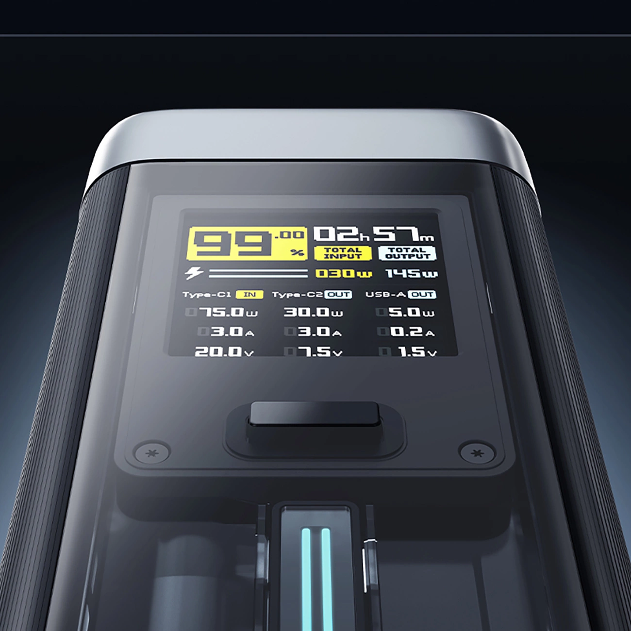 Εξωτερική Μπαταρία Cuktech, 25000mAh, 210W, QC + PD, 1 x USB-A - 2 x USB-C, Μαύρη CUK00P23GLBK