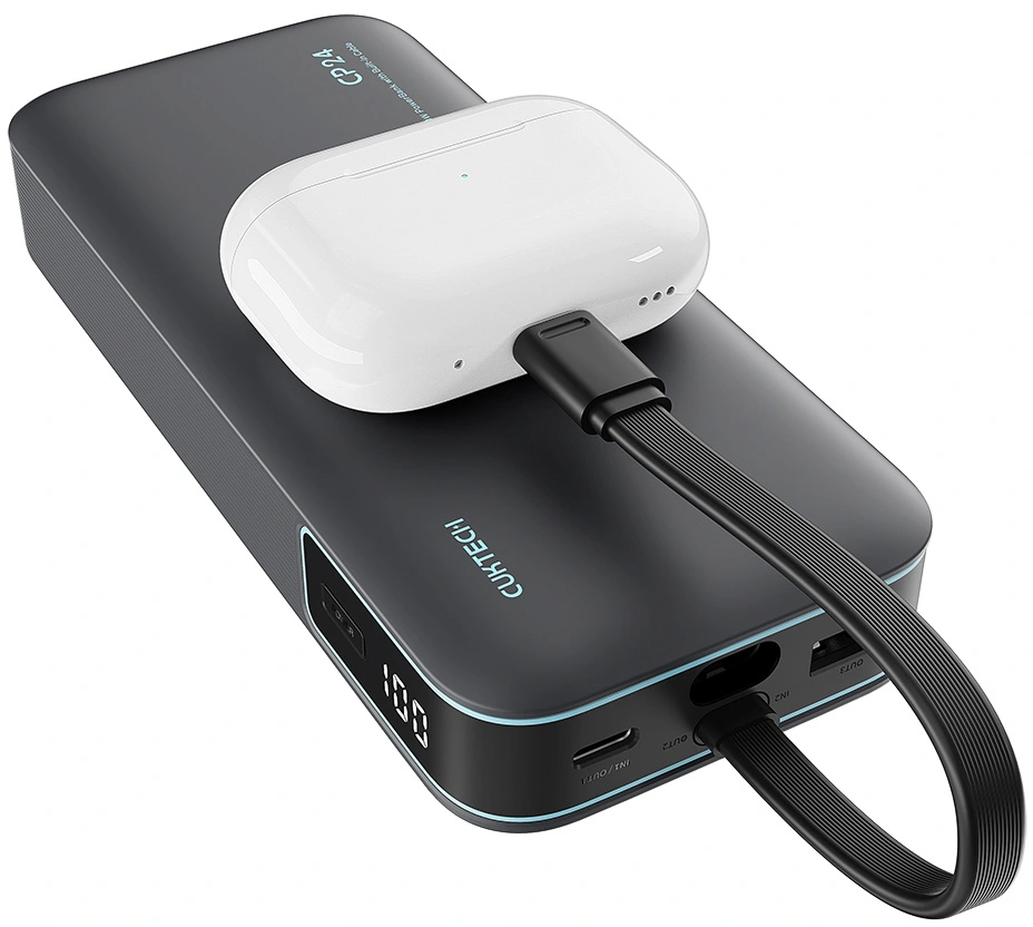 Cuktech LPB200N External Battery, 20000mAh, 40W, QC + PD, 1 x USB-A - 2 x USB-C, Black