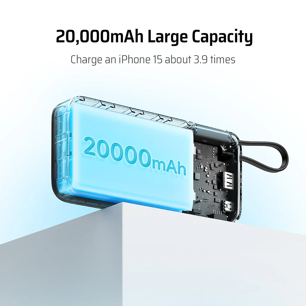 Εξωτερική Μπαταρία Cuktech LPB200N, 20000mAh, 45W, QC + PD, 1 x USB-A - 2 x USB-C, Λευκή CUKP200NGLLG