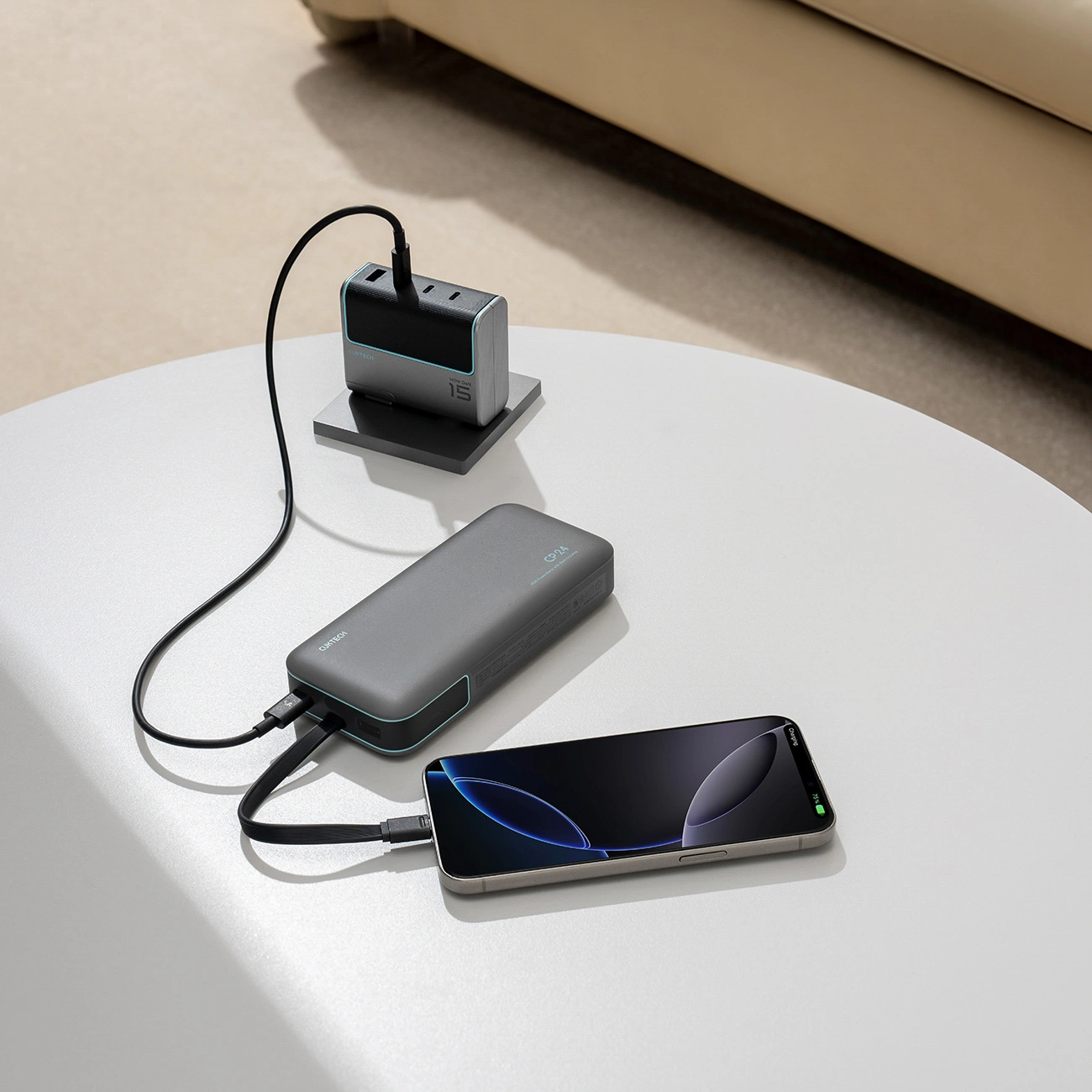 Cuktech LPB200N External Battery, 20000mAh, 40W, QC + PD, 1 x USB-A - 2 x USB-C, Black