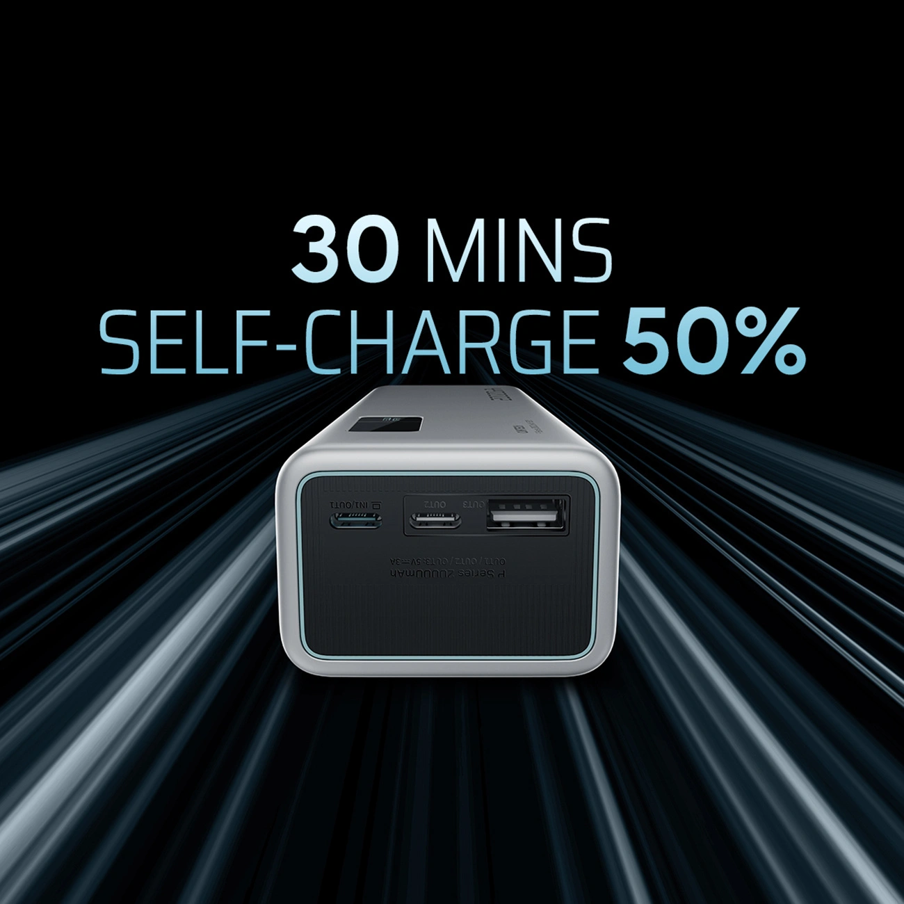 Cuktech P+ No.15 External Battery, 20000mAh, 150W, QC + PD, 1 x USB-A - 2 x USB-C, Grey CUKPB200GLBK