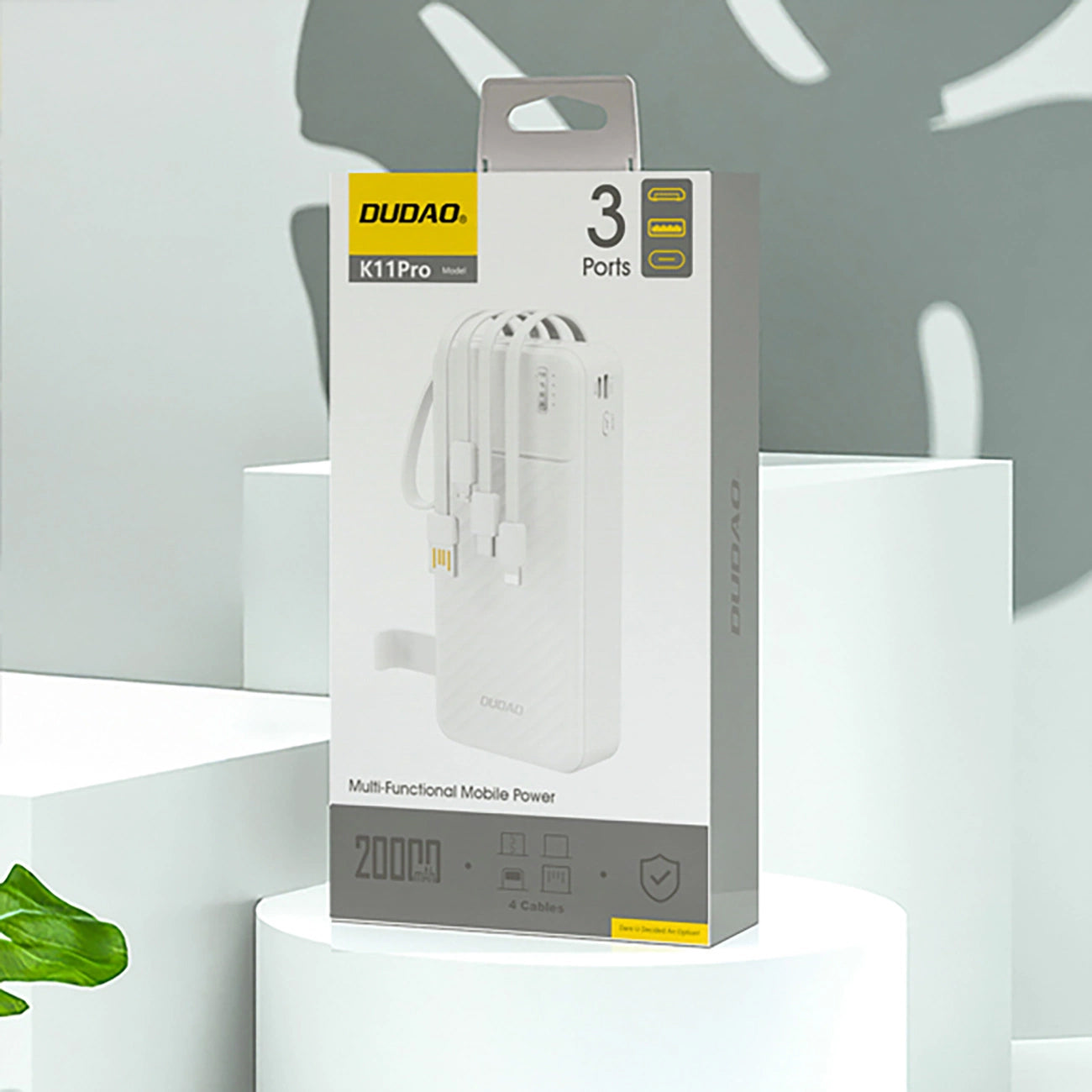 Εξωτερική Μπαταρία Dudao K11 Pro, 20000mAh, 10W, 1 x Lightning - 1 x microUSB - 1 x USB-A - 1 x USB-C, Λευκή