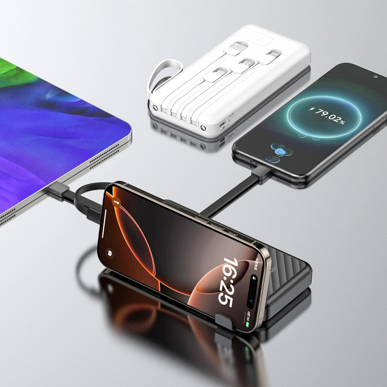 Dudao K11 External Battery, 10000mAh, 10W, 1 x Lightning - 1 x microUSB - 1 x USB-A - 1 x USB-C, White