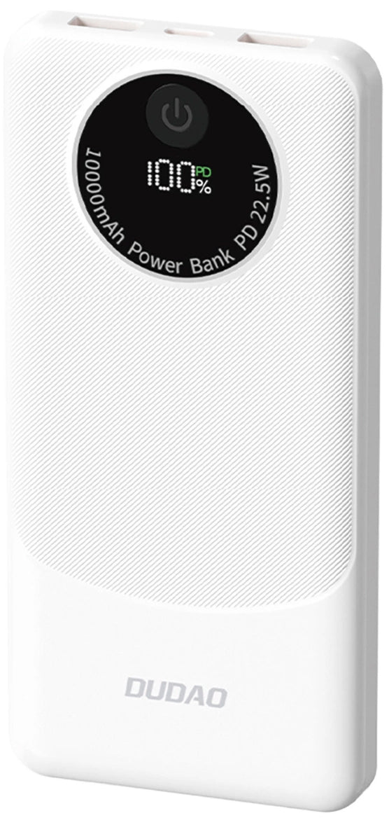 Εξωτερική Μπαταρία Dudao K12, 10000mAh, 22.5W, QC + PD, 1 x USB-C - 2 x USB-A, Λευκή