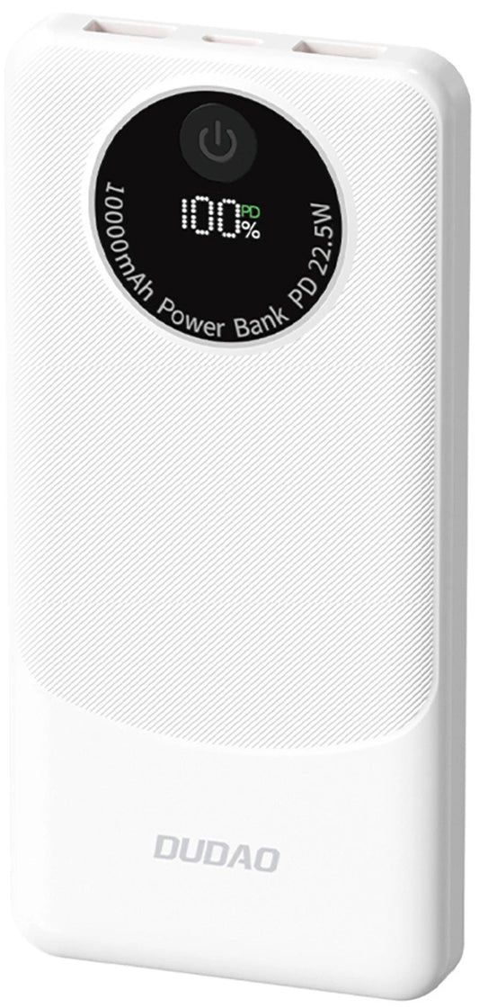 Εξωτερική Μπαταρία Dudao K12, 10000mAh, 22.5W, QC + PD, 1 x USB-C - 2 x USB-A, Λευκή