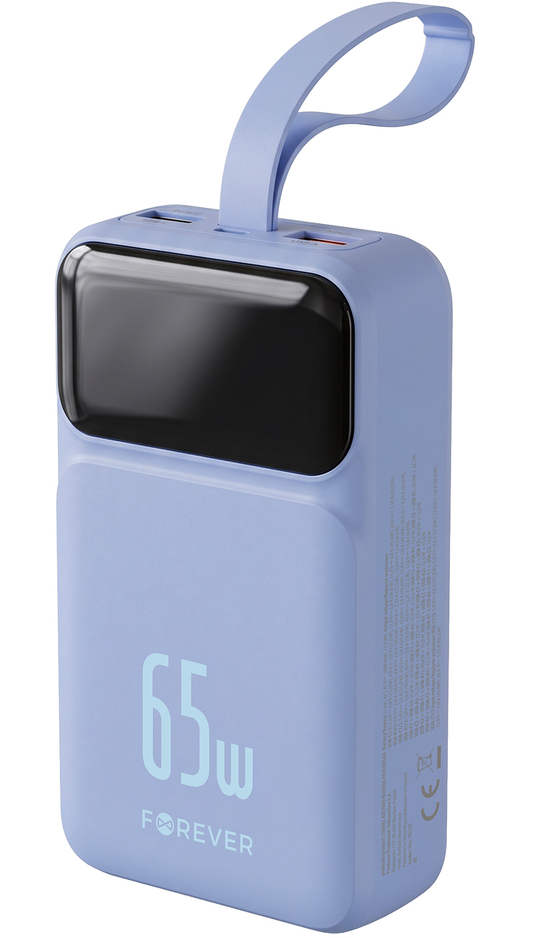 Εξωτερική Μπαταρία Forever Vibe-TB65, 20000mAh, 65W, QC + PD, 2 x USB-A - 2 x USB-C, Μπλε