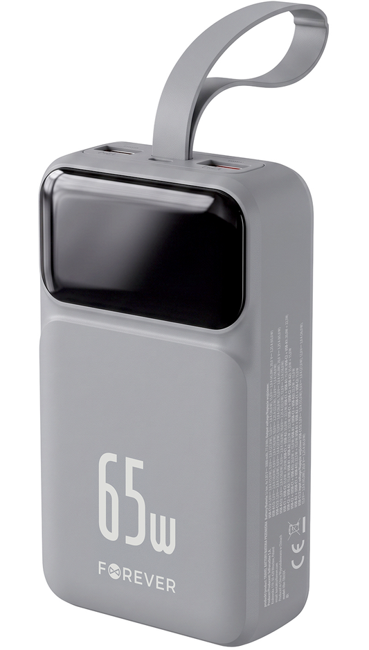Εξωτερική Μπαταρία Forever Vibe-TB65, 20000mAh, 65W, QC + PD, 2 x USB-A - 2 x USB-C, Γκρι
