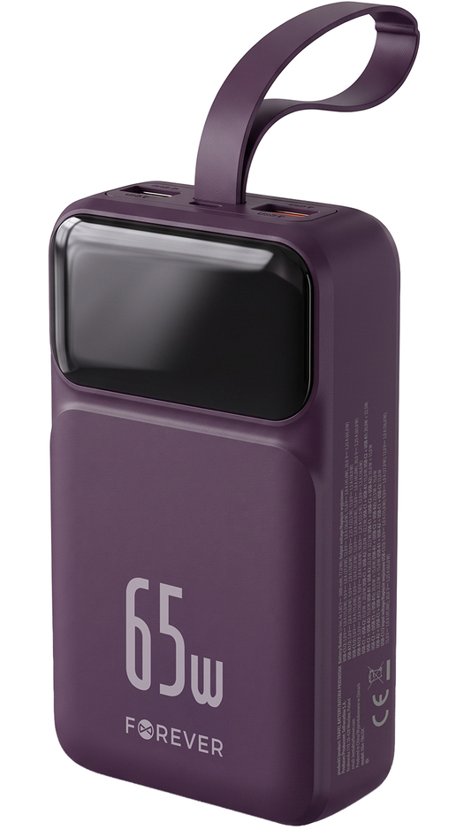 Εξωτερική Μπαταρία Forever Vibe-TB65, 20000mAh, 65W, QC + PD, 2 x USB-A - 2 x USB-C, Βυσσινί