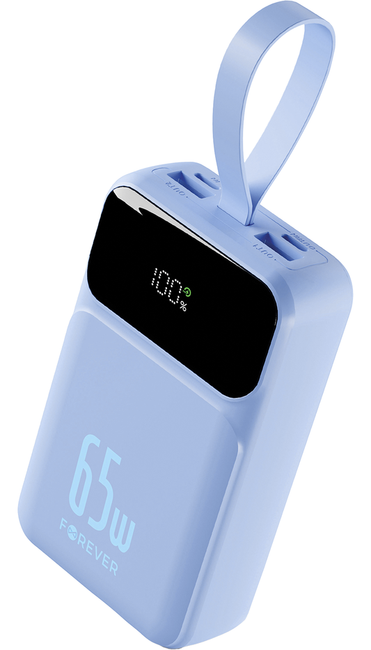 Εξωτερική Μπαταρία Forever Vibe-TB65, 20000mAh, 65W, QC + PD, 2 x USB-A - 2 x USB-C, Μπλε
