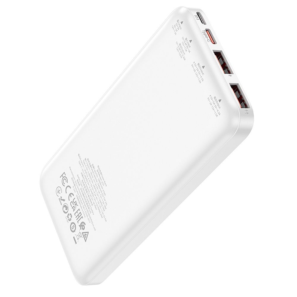 Εξωτερική Μπαταρία HOCO J101, 10000mAh, 22.5W, QC + PD, 1 x USB-C - 2 x USB-A, Λευκή