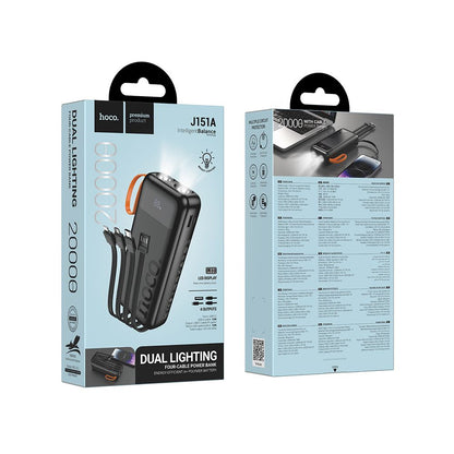 Εξωτερική Μπαταρία HOCO J151A, 20000mAh, 10W, 1 x Lightning - 1 x microUSB - 1 x USB-A - 1 x USB-C, Μαύρο