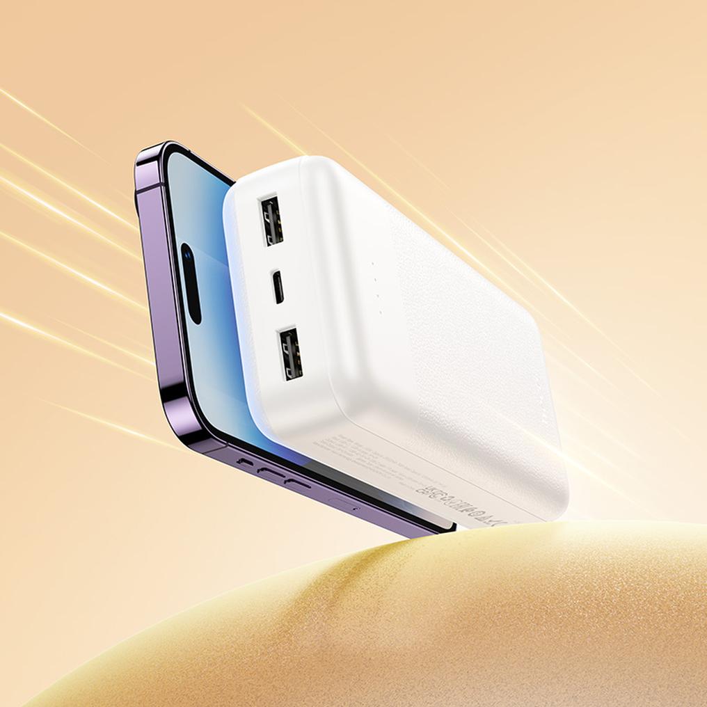 Εξωτερική μπαταρία HOCO J163A, 20000mAh, 10W, 1 x Lightning - 1 x microUSB - 1 x USB-C - 2 x USB-A, Λευκή