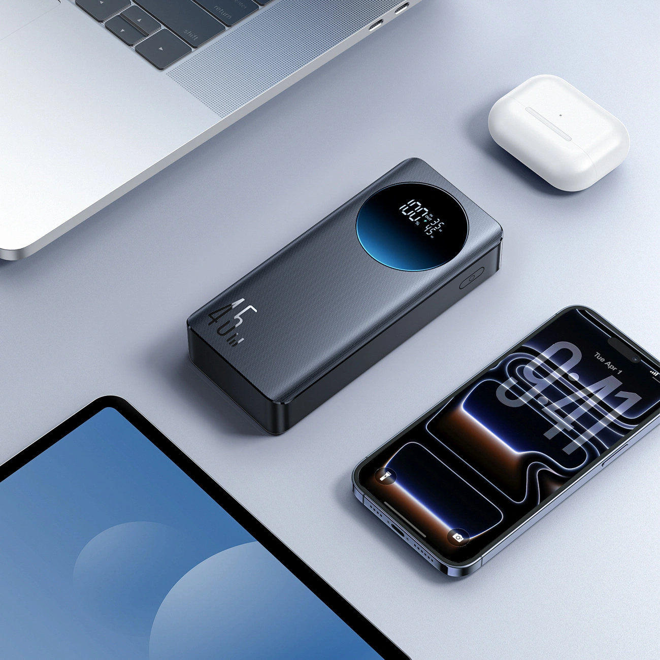 Joyroom JR-PBF02 Pro External Battery, 20000mAh, 45W, QC + PD, 2 x USB-A - 2 x USB-C, Black
