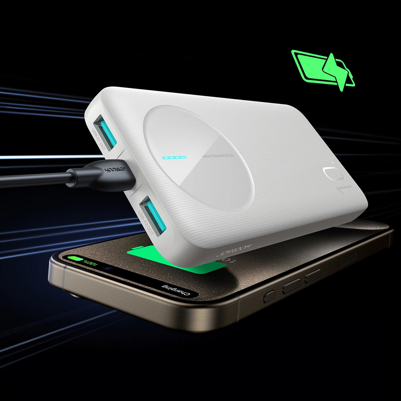 Εξωτερική Μπαταρία Joyroom JR-PBF12, 10000mAh, 12W, 1 x USB-C - 2 x USB-A, Λευκή