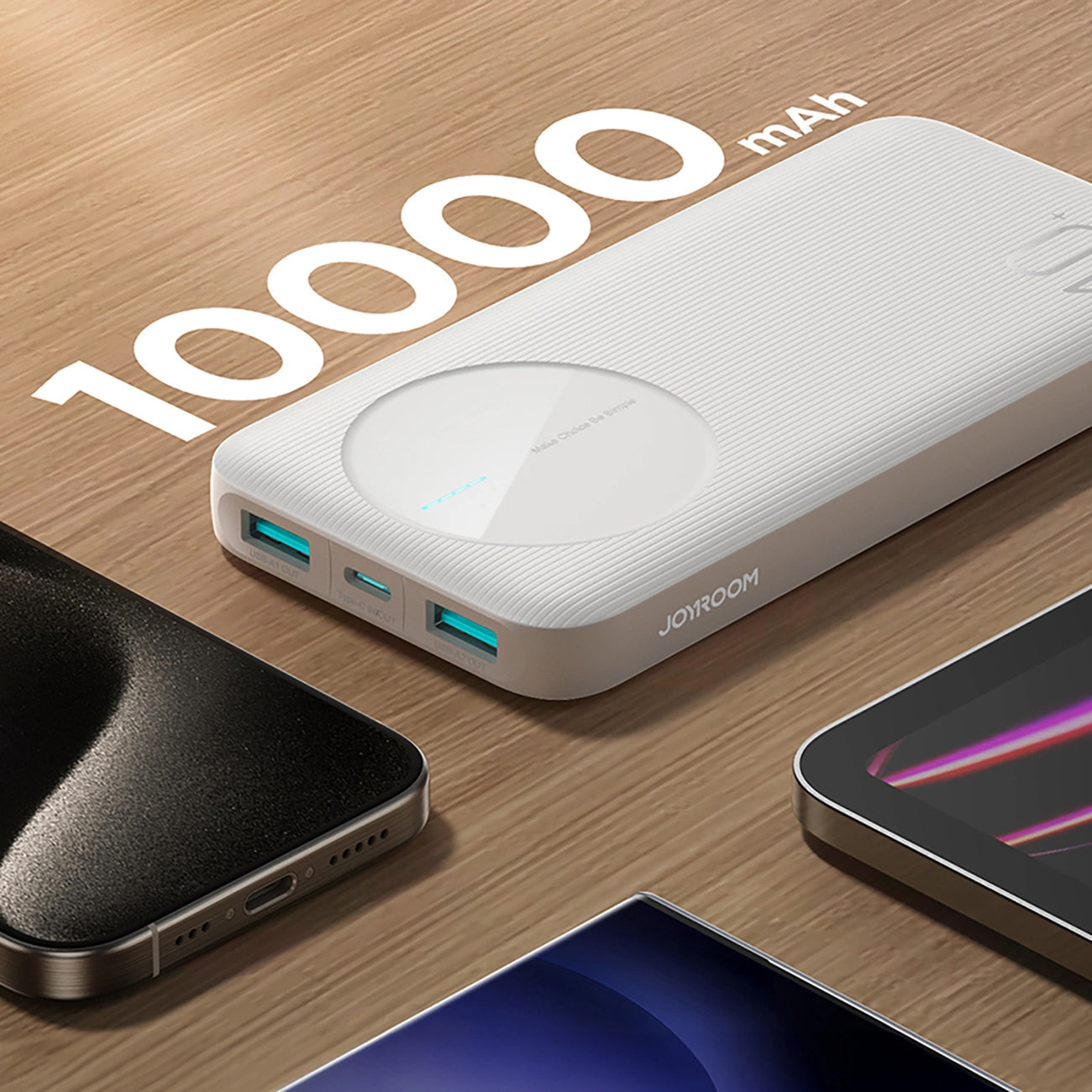 Εξωτερική Μπαταρία Joyroom JR-PBF12, 10000mAh, 12W, 1 x USB-C - 2 x USB-A, Λευκή