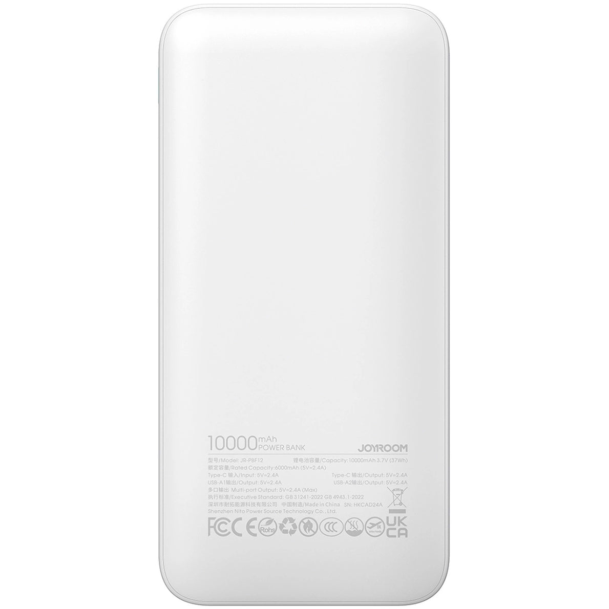 Εξωτερική Μπαταρία Joyroom JR-PBF12, 10000mAh, 12W, 1 x USB-C - 2 x USB-A, Λευκή