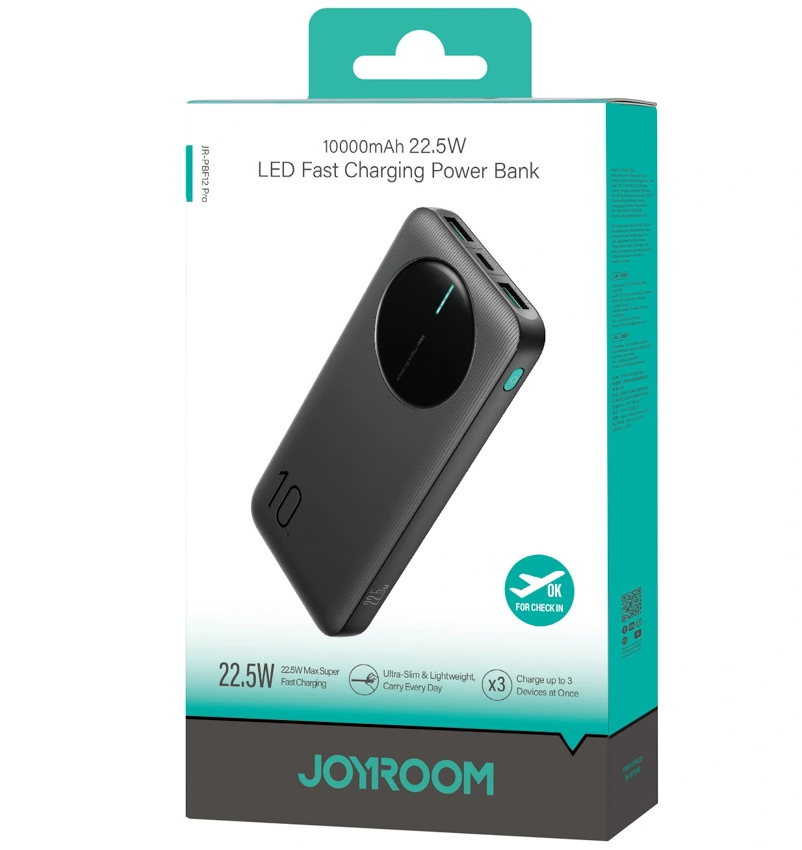 Εξωτερική Μπαταρία Joyroom JR-PBF12 Pro, 10000mAh, 22.5W, QC + PD, 1 x USB-C - 2 x USB-A, Μαύρο