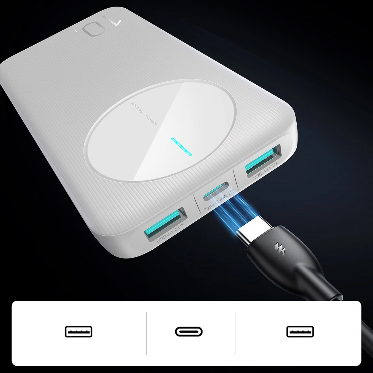 Εξωτερική Μπαταρία Joyroom JR-PBF12, 10000mAh, 12W, 1 x USB-C - 2 x USB-A, Λευκή