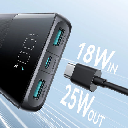 Εξωτερική Μπαταρία Joyroom JR-PBF20, 10000mAh, 25W, QC + PD, 1 x USB-C - 2 x USB-A, Μαύρη