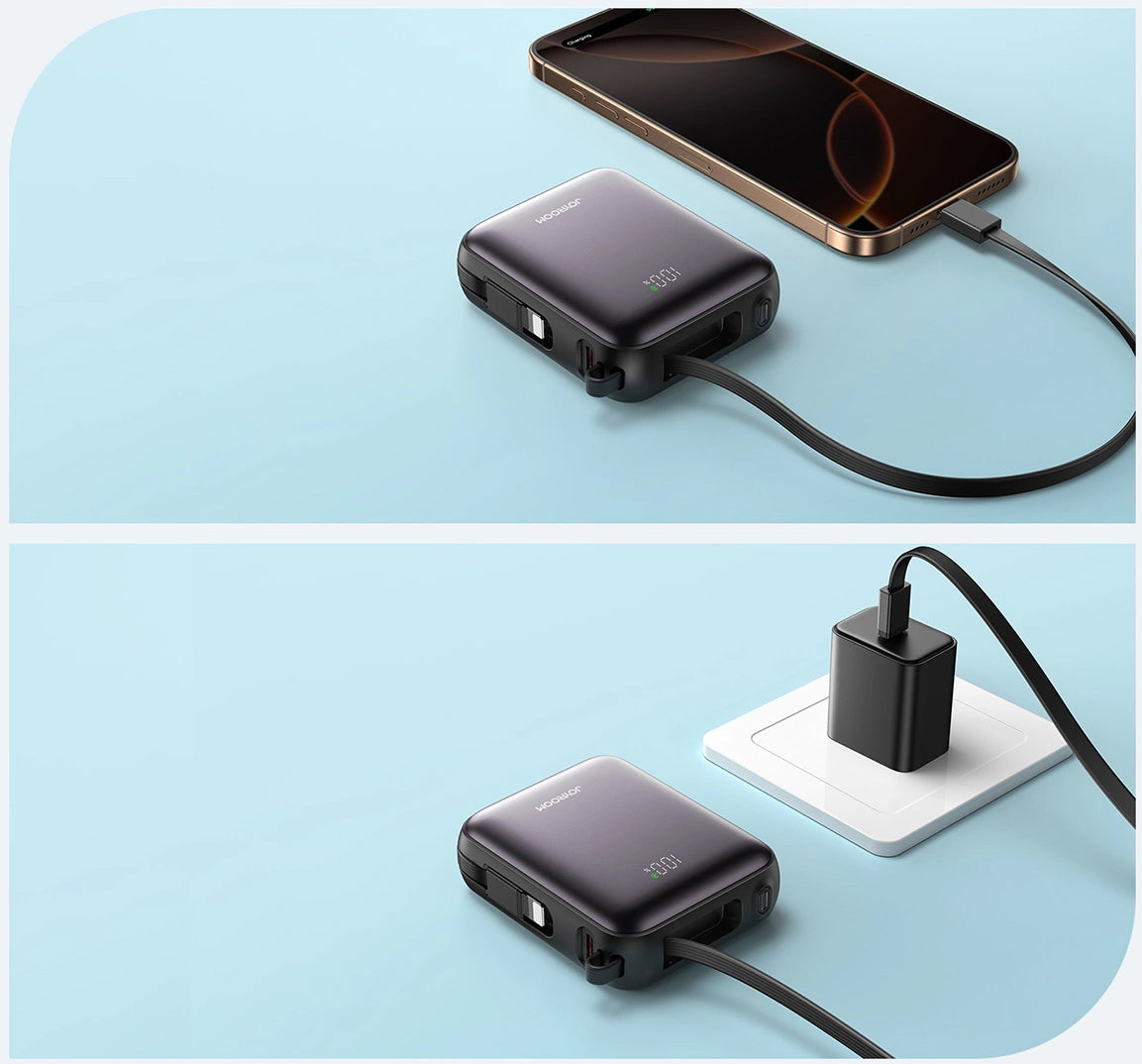 Joyroom JR-PBF27 External Battery, 10000mAh, 22.5W, QC + PD, 1 x Lightning - 2 x USB-C, Black