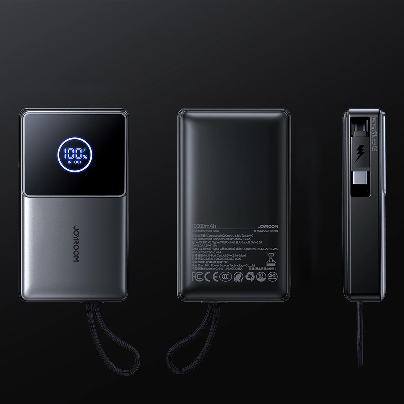 Εξωτερική Μπαταρία Joyroom JR-PR1, 10000mAh, 22.5W, PD, 2 x USB-C, Γκρι