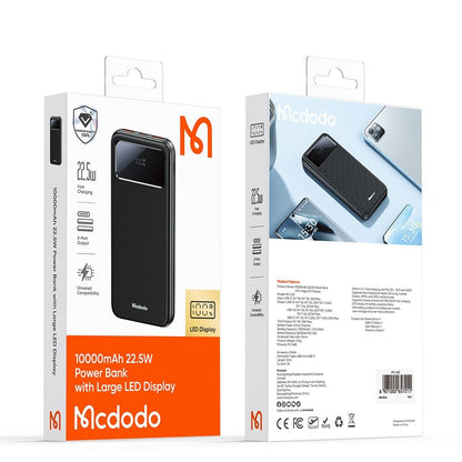 Εξωτερική Μπαταρία McDodo MC-4220, 10000mAh, 22.5W, QC + PD, 2 x USB-A - 1 x USB-C, Μαύρη