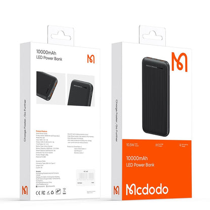Εξωτερική Μπαταρία McDodo MC-4631 Online, 10000mAh, 10W, 2 x USB-A - 1 x USB-C, Μαύρη
