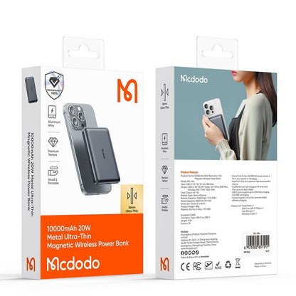 Εξωτερική Μπαταρία Wireless McDodo MC-4651 Meta, 10000mAh, 20W, PD + FQI, 1 x QI - 1 x USB-C, Μαύρη