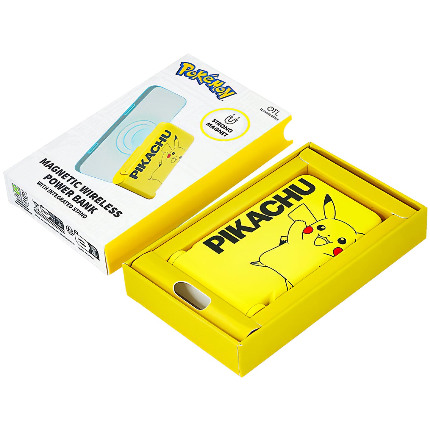 Ασύρματη Εξωτερική Μπαταρία OTL Pokemon Pikatchu, 5000mAh, 20W, PD + FQI, 1 x QI - 1 x USB-C, Κίτρινη PK1191