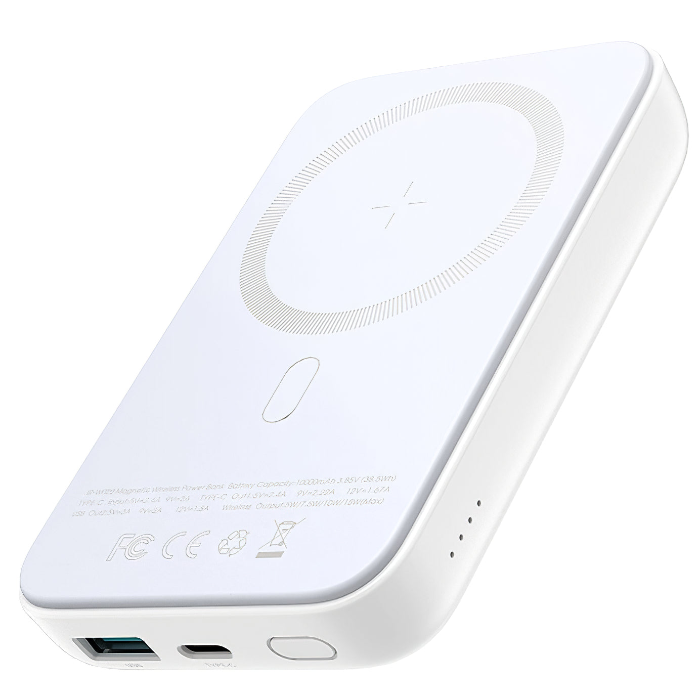 Εξωτερική Μπαταρία Wireless Joyroom JR-W020, 10000mAh, 20W, QC + PD + FQI, 1 x QI - 1 x USB-A - 1 x USB-C, Λευκή