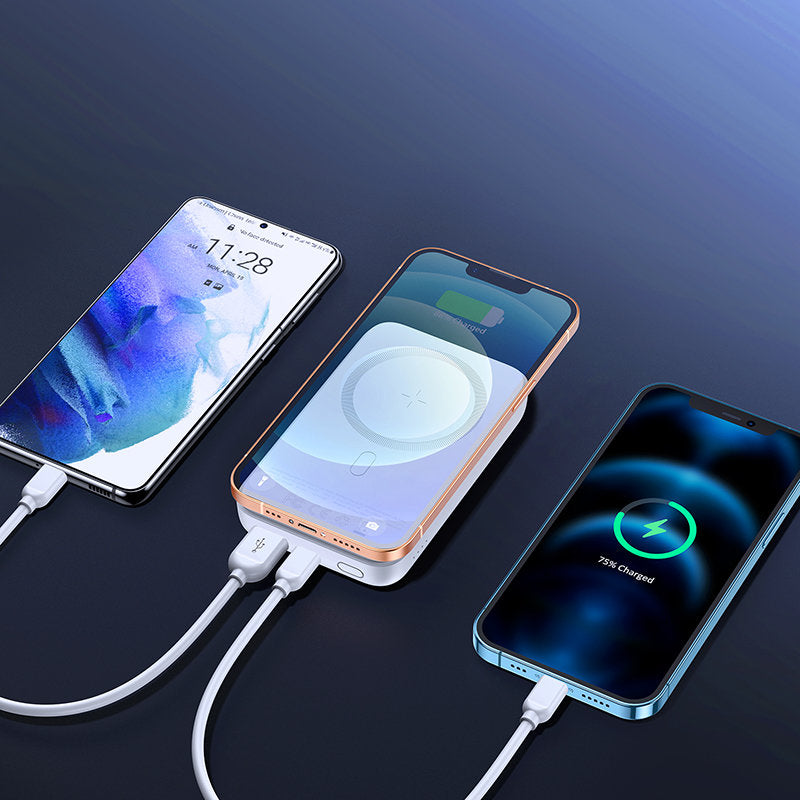 Εξωτερική Μπαταρία Wireless Joyroom JR-W020, 10000mAh, 20W, QC + PD + FQI, 1 x QI - 1 x USB-A - 1 x USB-C, Λευκή