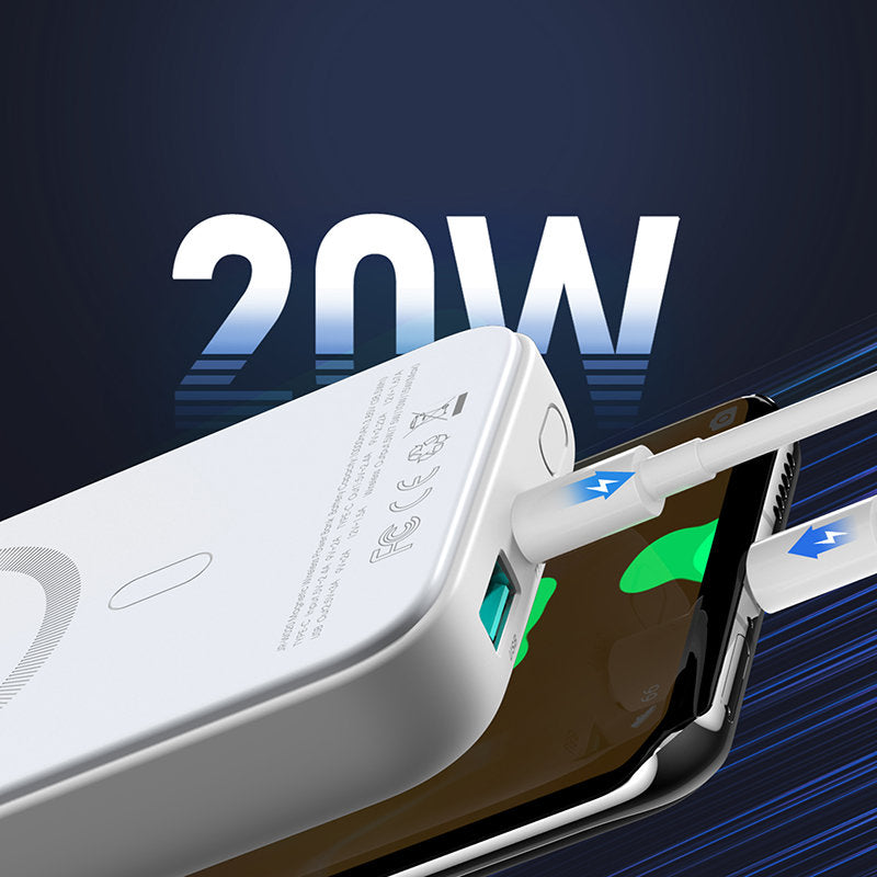 Εξωτερική Μπαταρία Wireless Joyroom JR-W020, 10000mAh, 20W, QC + PD + FQI, 1 x QI - 1 x USB-A - 1 x USB-C, Λευκή