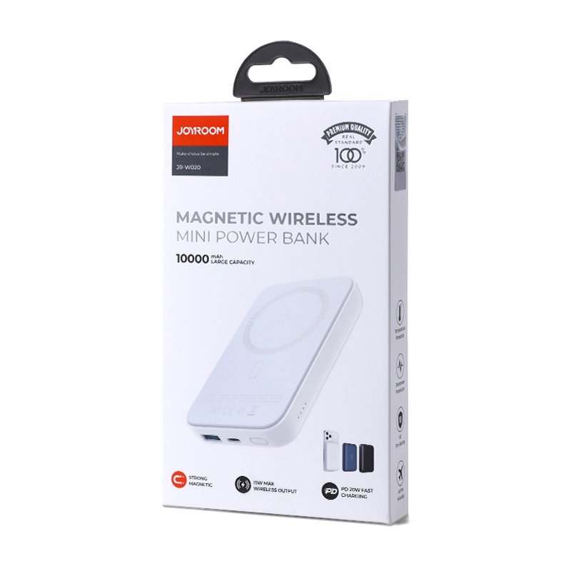 Εξωτερική Μπαταρία Wireless Joyroom JR-W020, 10000mAh, 20W, QC + PD + FQI, 1 x QI - 1 x USB-A - 1 x USB-C, Λευκή