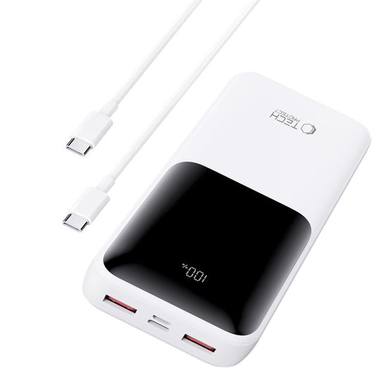 Tech-Protect PB02 External Battery, 20000mAh, 22.5W, QC + PD, 1 x USB-C - 2 x USB-A, White
