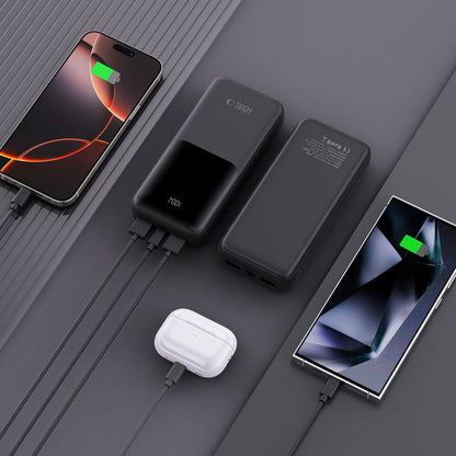 Εξωτερική Μπαταρία Tech-Protect PB02, 20000mAh, 22.5W, QC + PD, 1 x USB-C - 2 x USB-A, Μαύρη