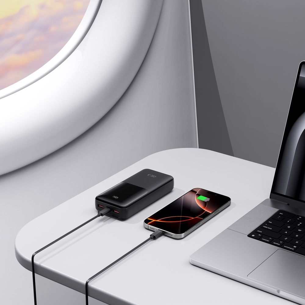 Εξωτερική Μπαταρία Tech-Protect PB02, 20000mAh, 22.5W, QC + PD, 1 x USB-C - 2 x USB-A, Μαύρη