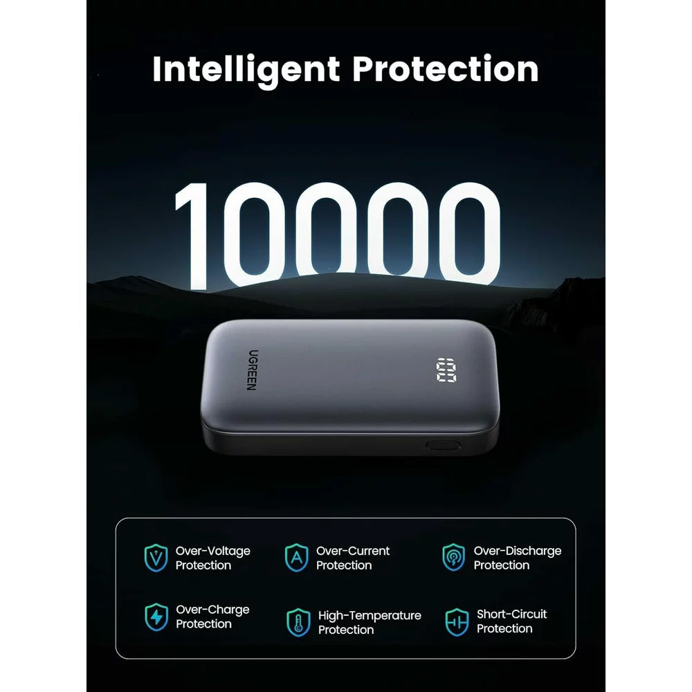 Εξωτερική Μπαταρία UGREEN PB502, 10000mAh, 30W, QC + PD, 1 x USB-A - 1 x USB-C, Γκρι