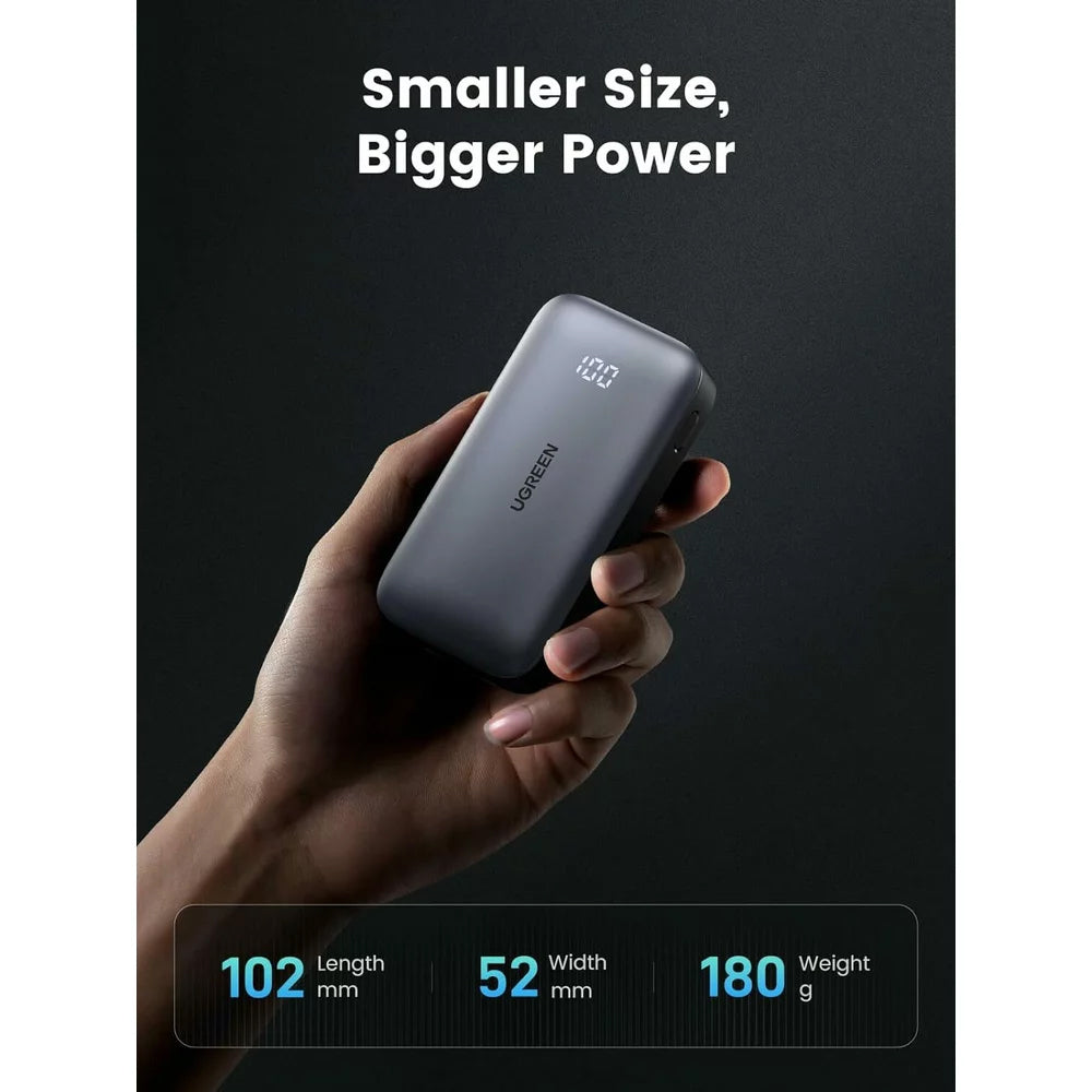 Εξωτερική Μπαταρία UGREEN PB502, 10000mAh, 30W, QC + PD, 1 x USB-A - 1 x USB-C, Γκρι