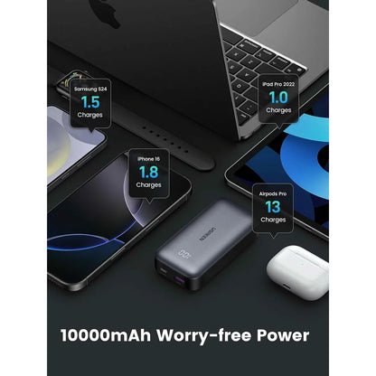 Εξωτερική Μπαταρία UGREEN PB502, 10000mAh, 30W, QC + PD, 1 x USB-A - 1 x USB-C, Γκρι