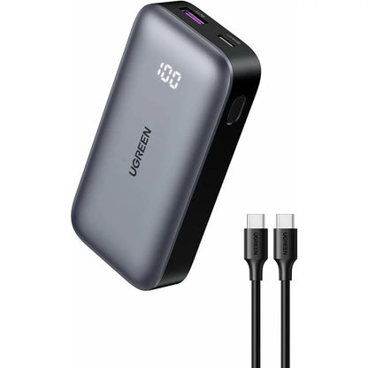 Εξωτερική Μπαταρία UGREEN PB502, 10000mAh, 30W, QC + PD, 1 x USB-A - 1 x USB-C, Γκρι