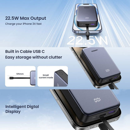 Εξωτερική Μπαταρία UGREEN PB505, 20000mAh, 22.5W, QC + PD, 1 x USB-A - 2 x USB-C, Γκρι