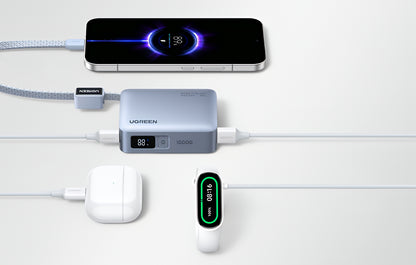 Εξωτερική Μπαταρία UGREEN PB584 (75173B), 10000mAh, 33W, QC + PD, 1 x USB-A - 2 x USB-C, Μπλε
