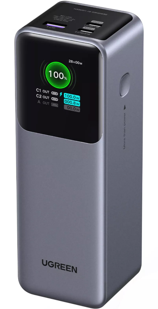 Εξωτερική Μπαταρία UGREEN PB722, 25000mAh, 200W, QC + PD, 1 x USB-A - 2 x USB-C, Γκρι, Επανασφραγισμένη