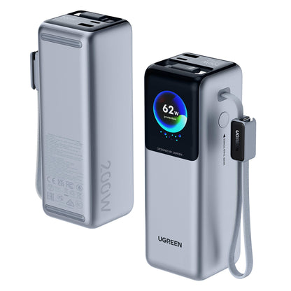 Εξωτερική Μπαταρία UGREEN PB728 (75702B), 25000mAh, 200W, QC + PD, 1 x USB-A - 3 x USB-C, Γκρι