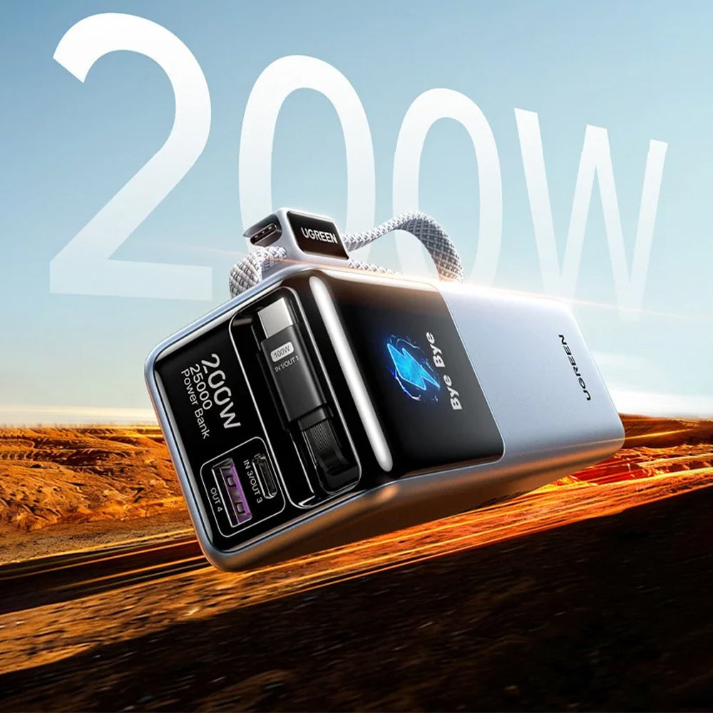 Εξωτερική Μπαταρία UGREEN PB728 (75702B), 25000mAh, 200W, QC + PD, 1 x USB-A - 3 x USB-C, Γκρι