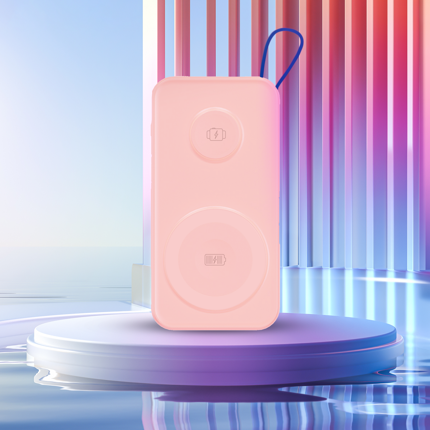 Εξωτερική Μπαταρία Wireless 3MK PastelUp, 10000mAh, 22.5W, QC + PD + FQI, 1 x USB-A - 1 x USB-C - 2 x QI, Ροζ