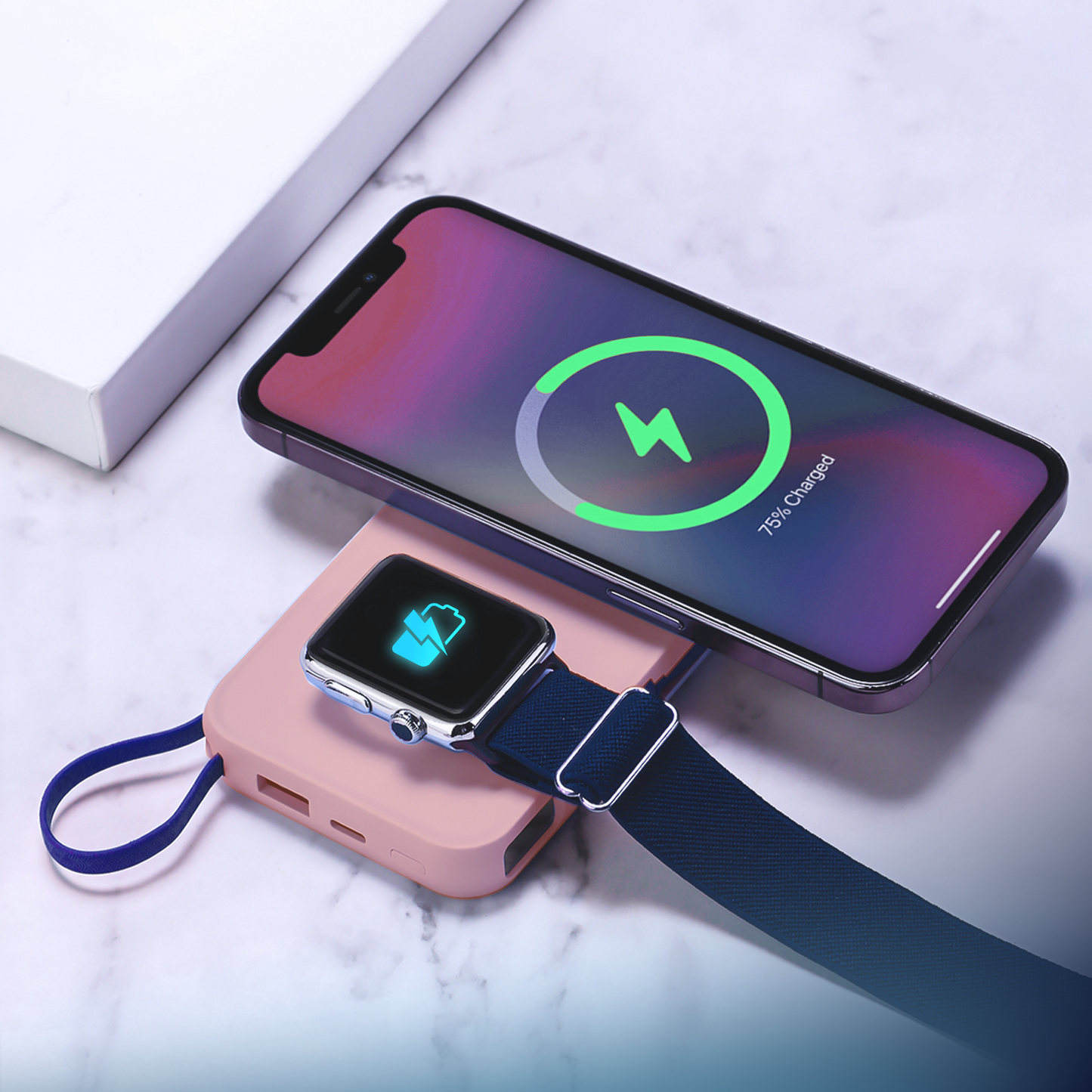 Εξωτερική Μπαταρία Wireless 3MK PastelUp, 10000mAh, 22.5W, QC + PD + FQI, 1 x USB-A - 1 x USB-C - 2 x QI, Ροζ