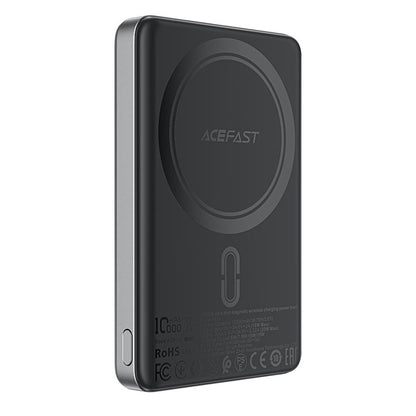 Acefast M12 Wireless External Battery, 10000mAh, 20W, PD + FQI, 1 x QI - 1 x USB-C, Black